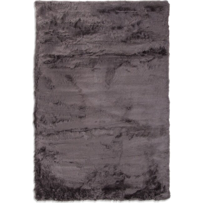 Rugs - Faux Mink Fur Area Rug - Charcoal