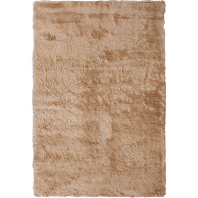 Rugs - Faux Mink Fur Area Rug - Tan