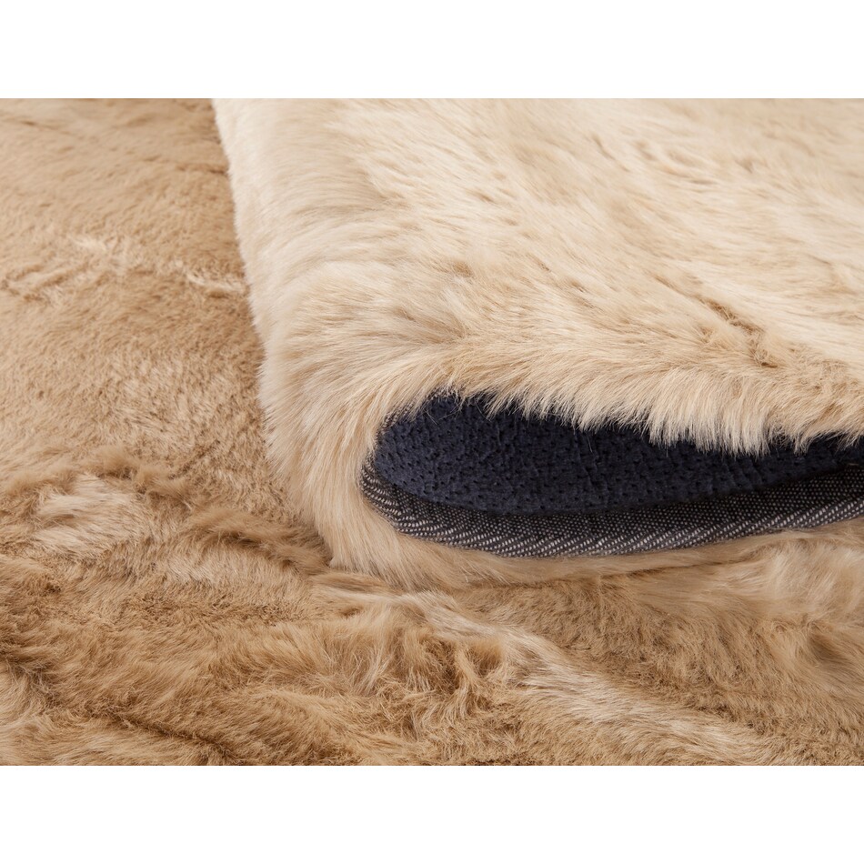 Faux Mink Fur Area Rug - Tan | American Signature Furniture