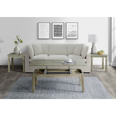 Mirabelle Lift-Top Coffee Table and 2 Side Tables - Oak