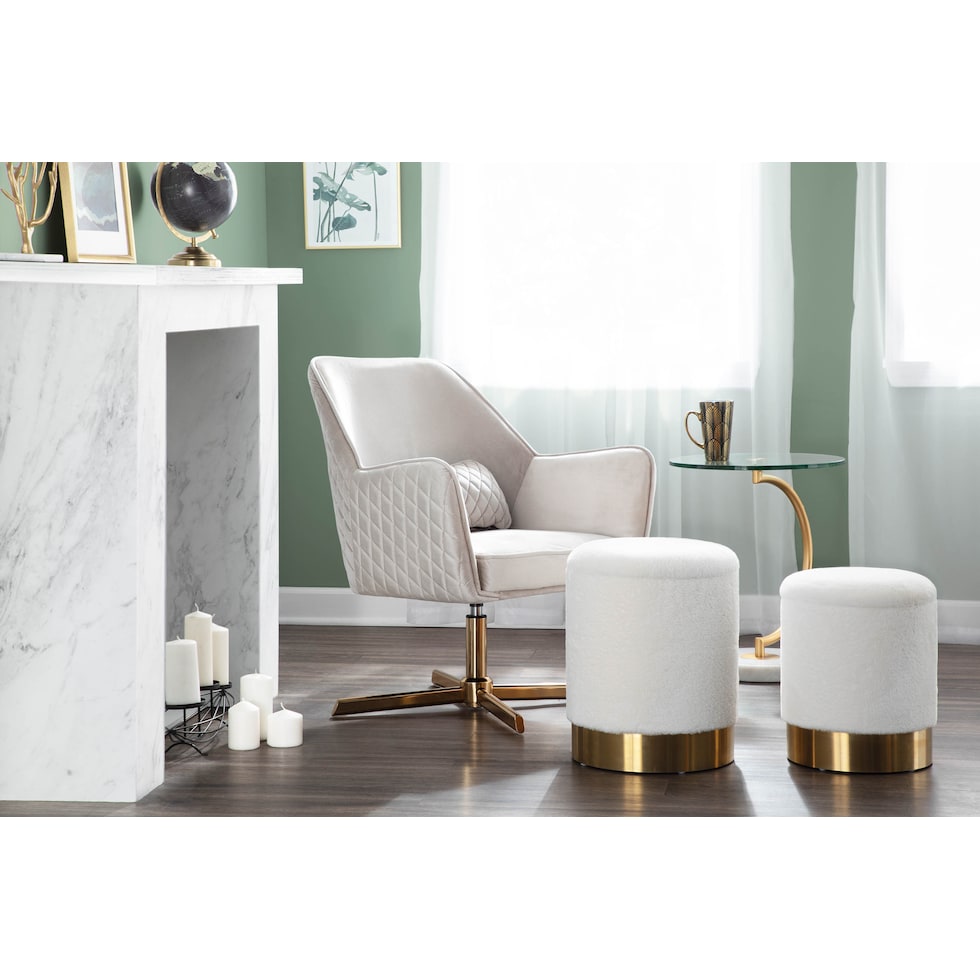 mirage white ottoman   