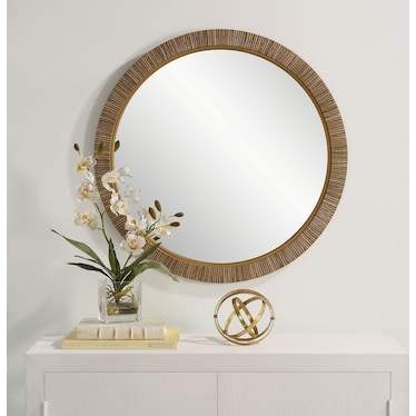 Hezekiah Round Wall Mirror - Natural