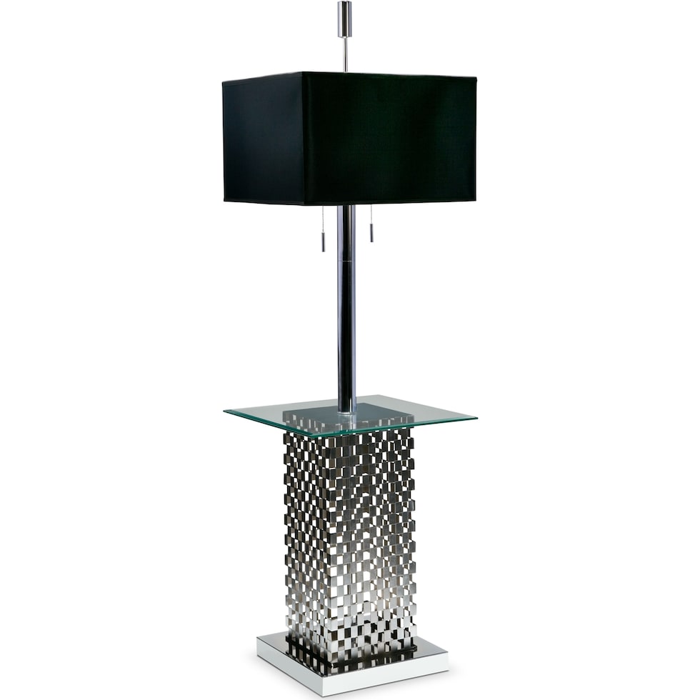 mistic polished chrome and black floor lamp   