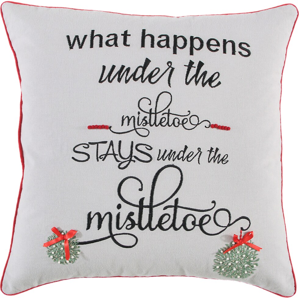 mistletoe gray accent pillow   