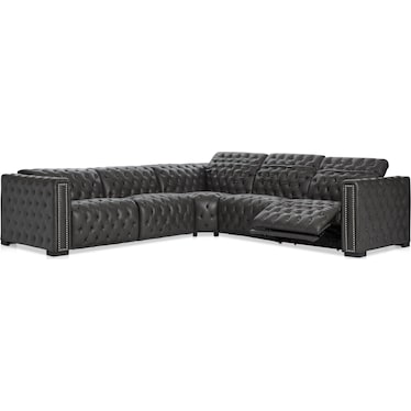 Mitchell  5-Piece Dual-Power Reclining Sectional - Charcoal
