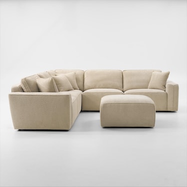 Modtech 5-Piece Sectional with Immersive Sound and Ottoman - Sand