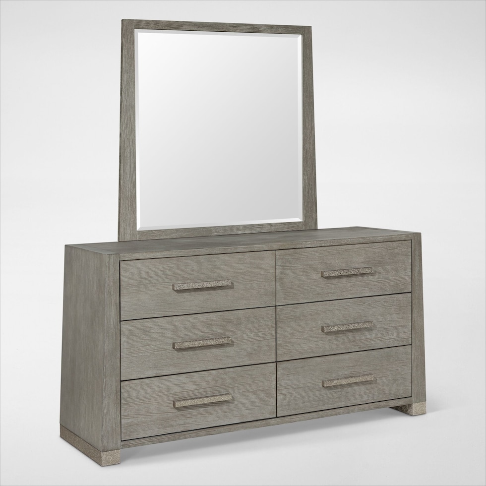 monaco bedroom gray dresser and mirror   