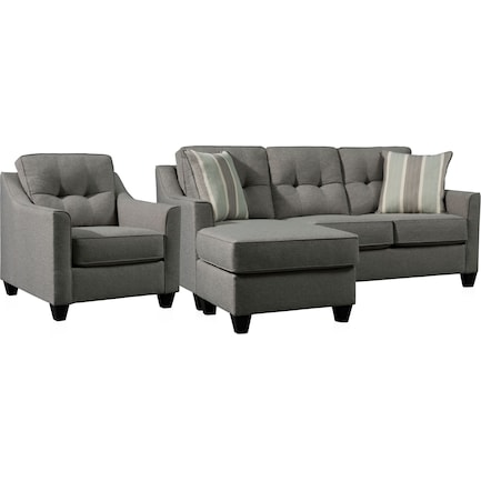 Monica Sofa with Chaise and Chair - Gray