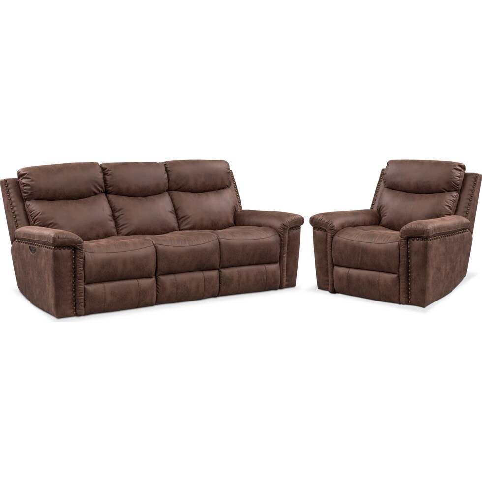 montana power dark brown  pc power reclining living room   