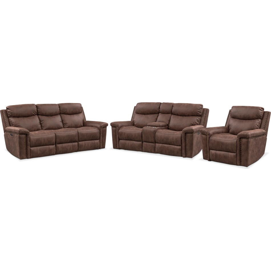 montana power dark brown  pc power reclining living room   