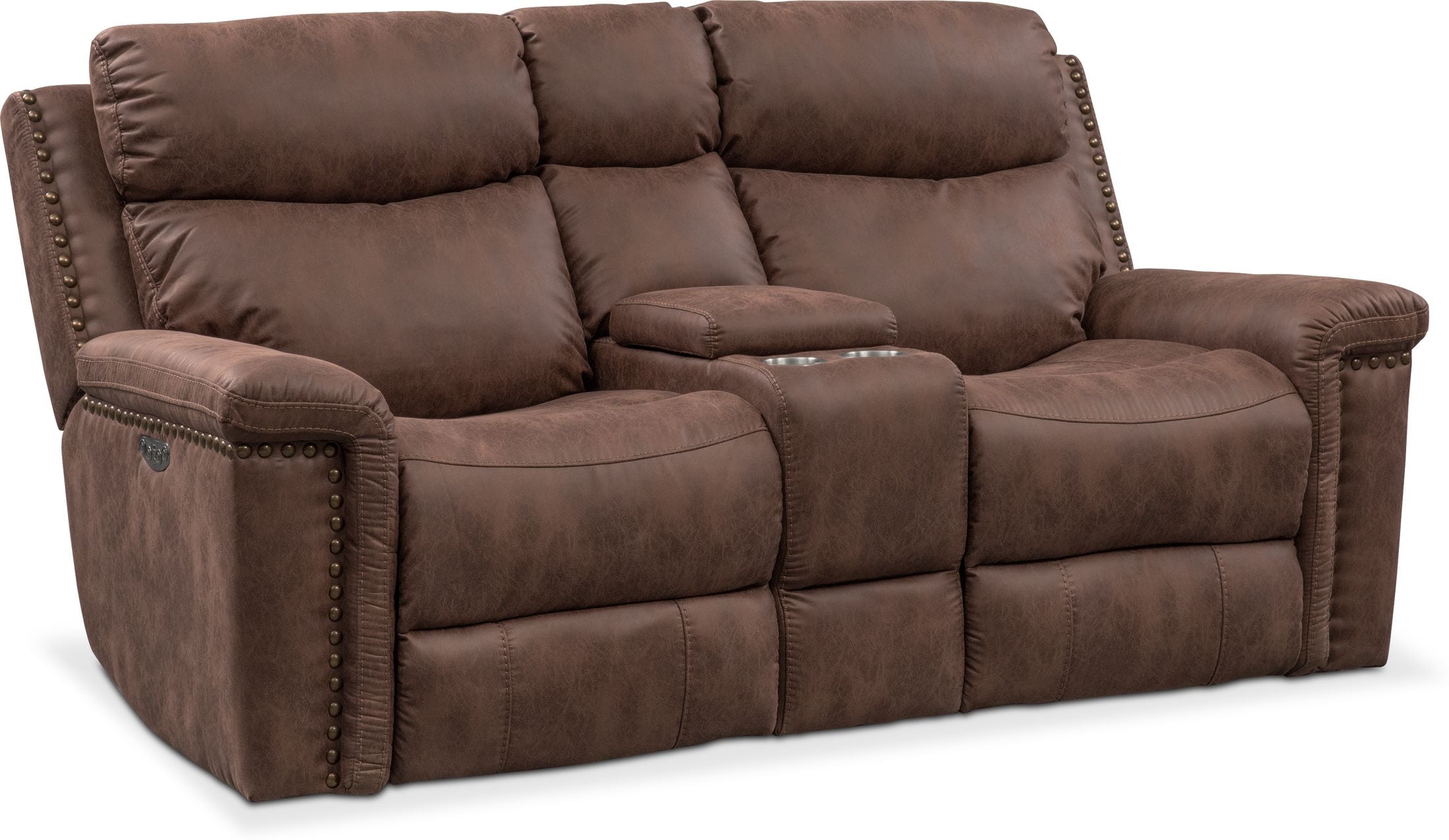 Montana Dual-Power Reclining Loveseat - Brown | American Signature ...