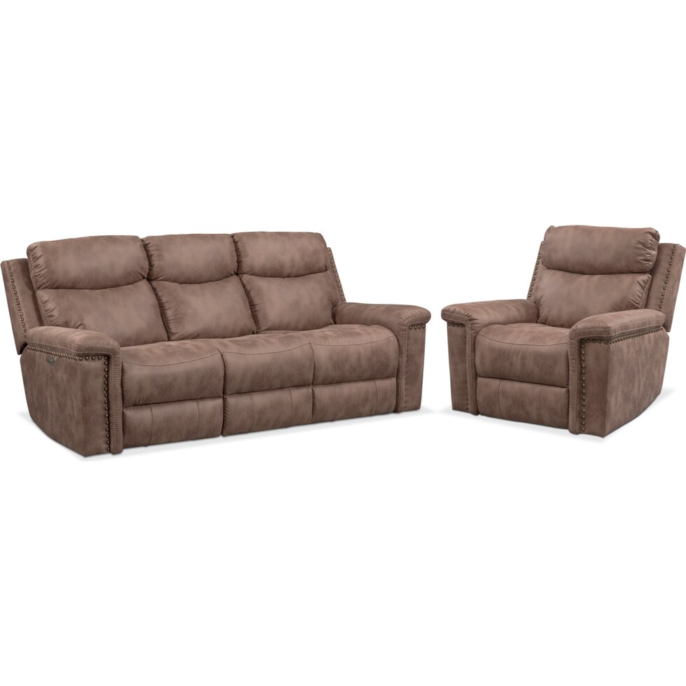 montana power light brown  pc power reclining living room   