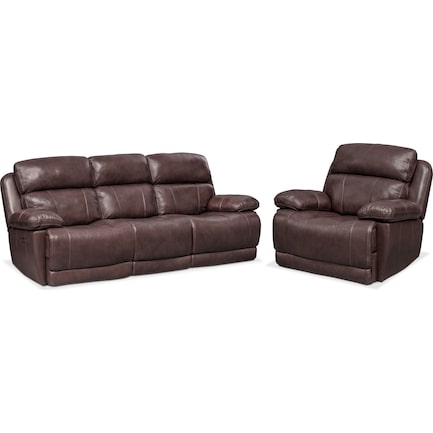 Monte Carlo Dual-Power Reclining Sofa and Recliner Set - Chocolate
