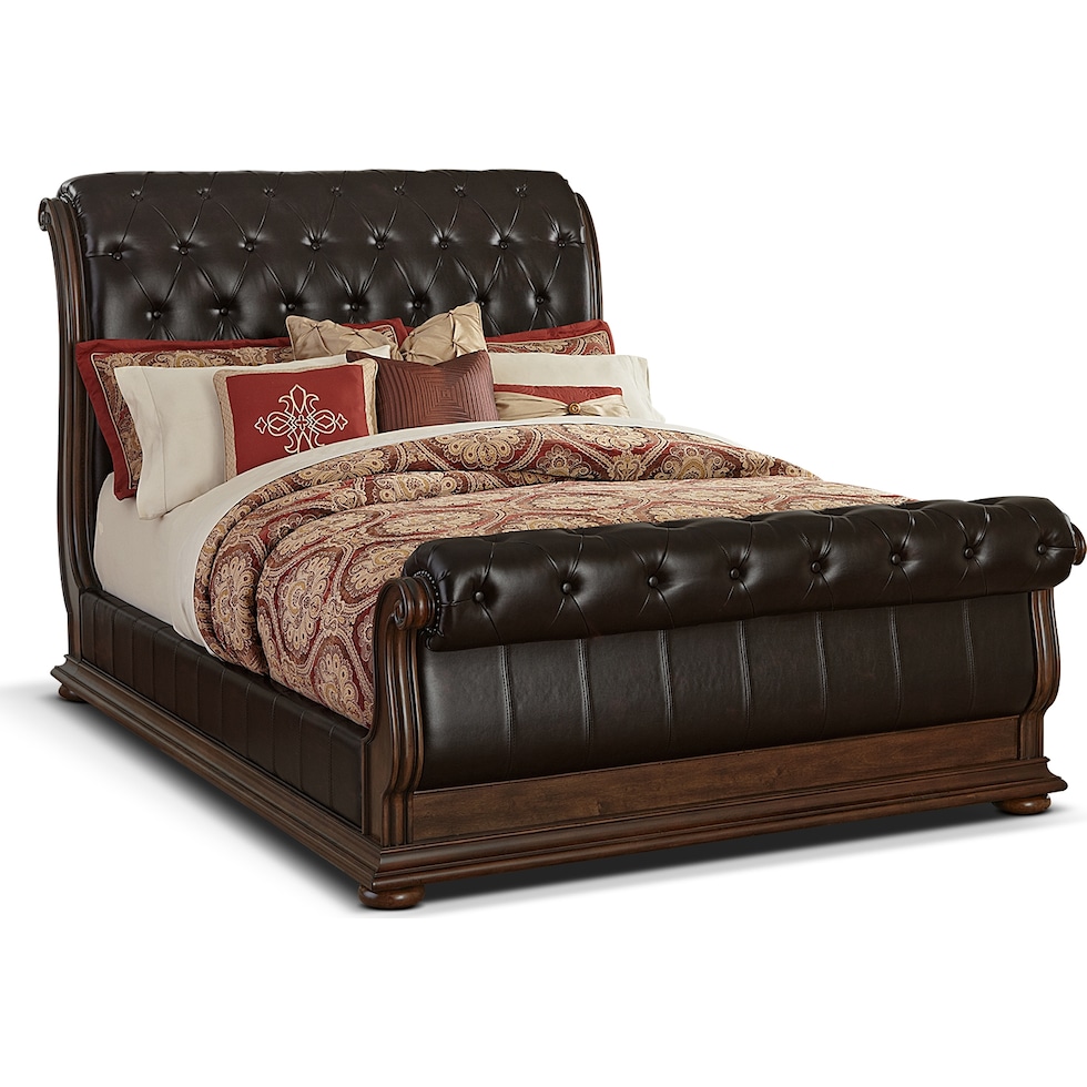 monticello pecan ii dark brown queen bed   