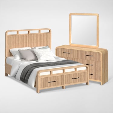 Monty 5-Piece Storage Bedroom Set with Dresser and Mirror