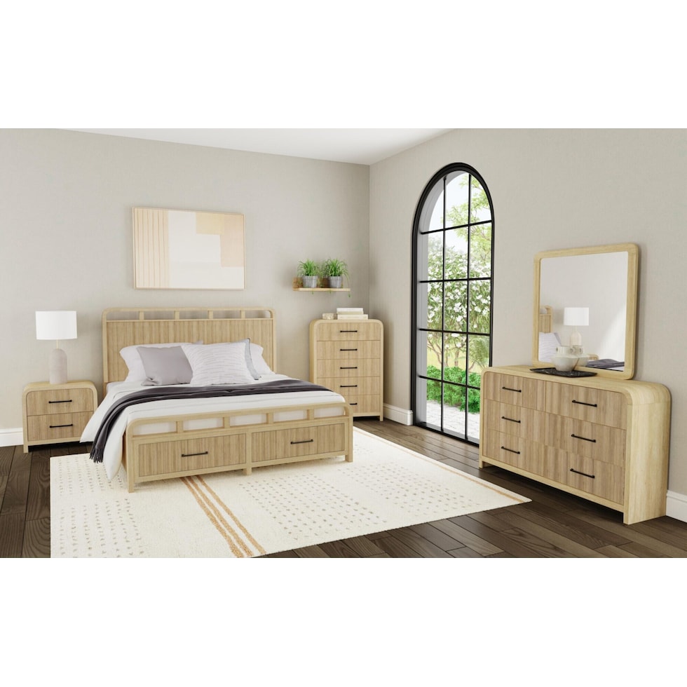 monty bedroom neutral dresser and mirror   