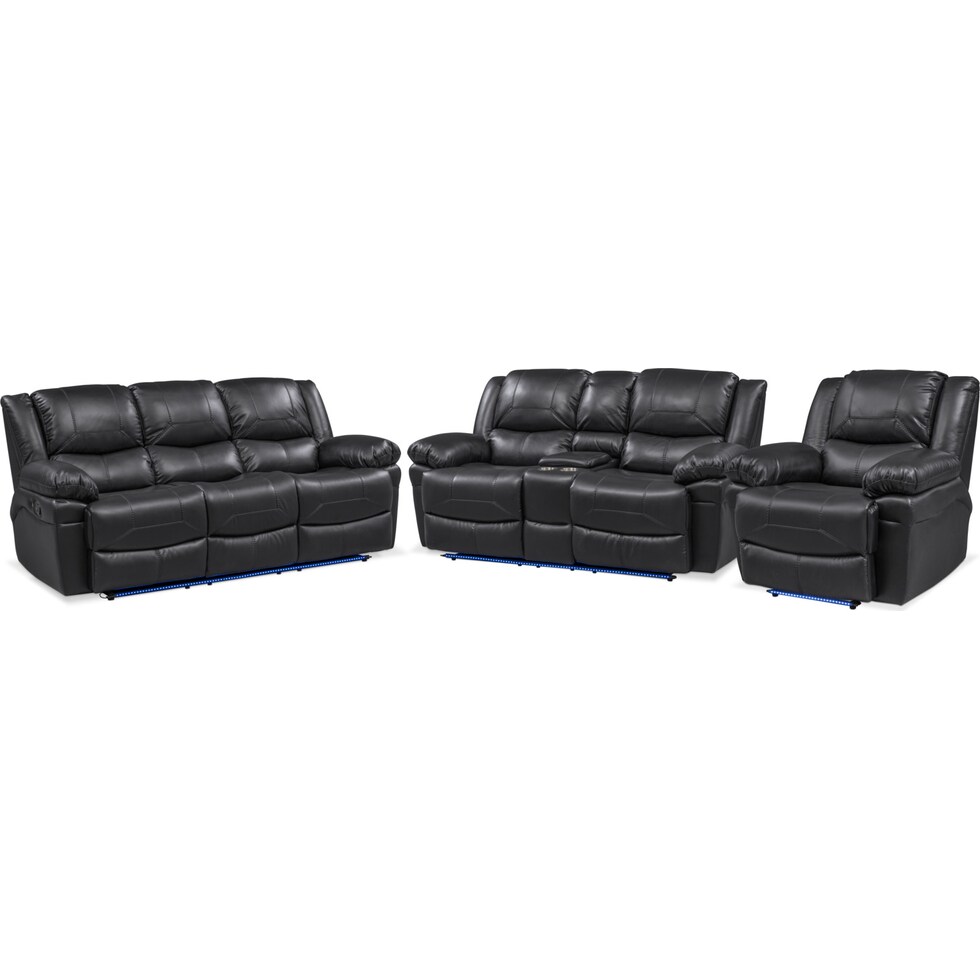 monza manual black  pc manual reclining living room   