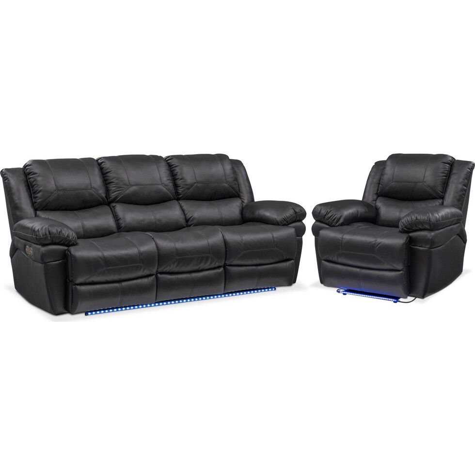 monza power black  pc power reclining living room   