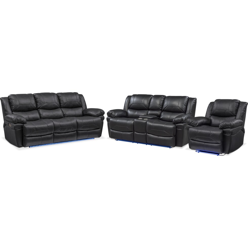 monza power black  pc power reclining living room   