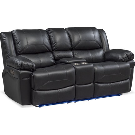 Monza Manual Reclining Sofa And Loveseat Set American Signature Furniture Monza Manual Reclining Sofa And, Black Leather Loveseat Sleeper Sofa