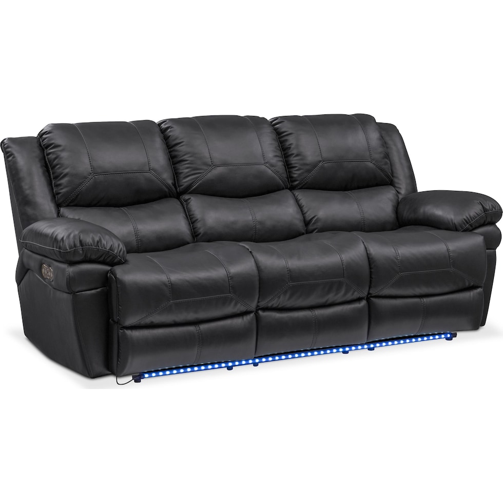 monza power black power reclining sofa   