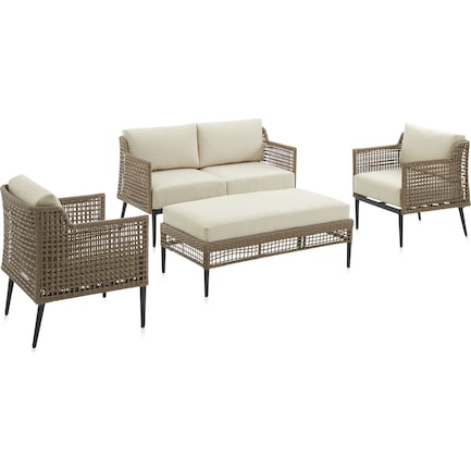 Moreno Outdoor Loveseat, Set of 2 Chairs and Coffee Table Set