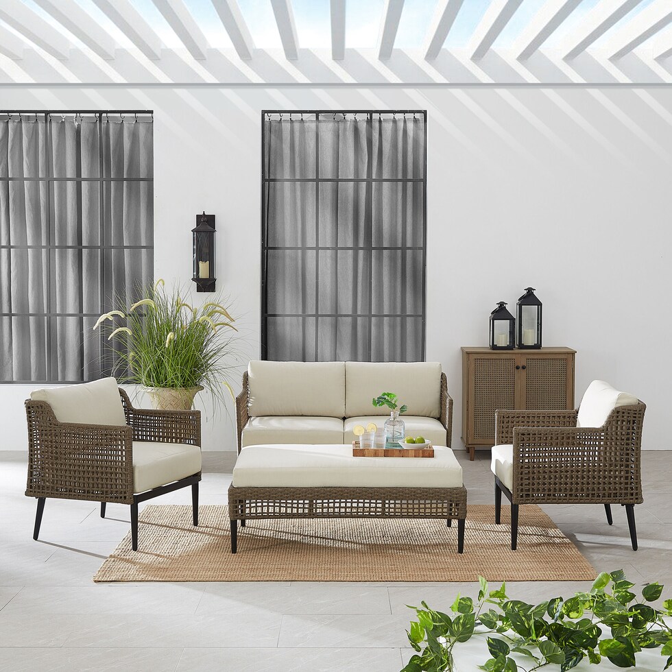 moreno light brown outdoor loveseat set   