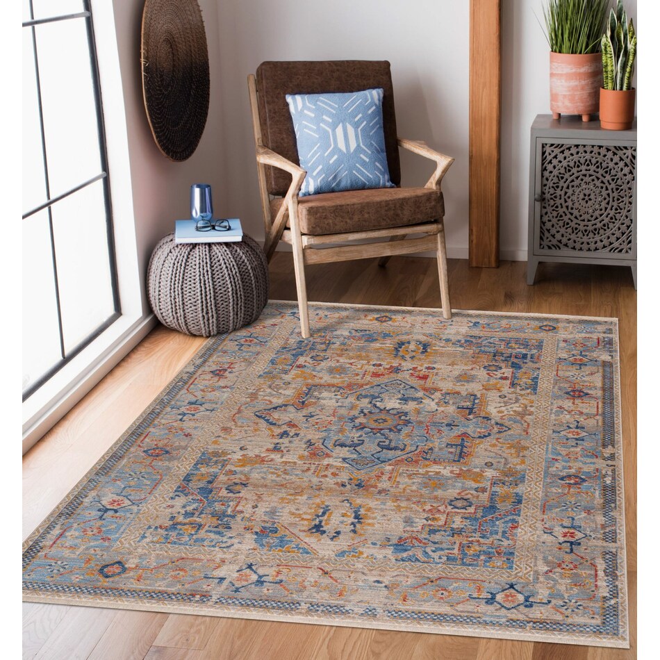 Midsummer Area Rug Blue/Orange American Signature Furniture