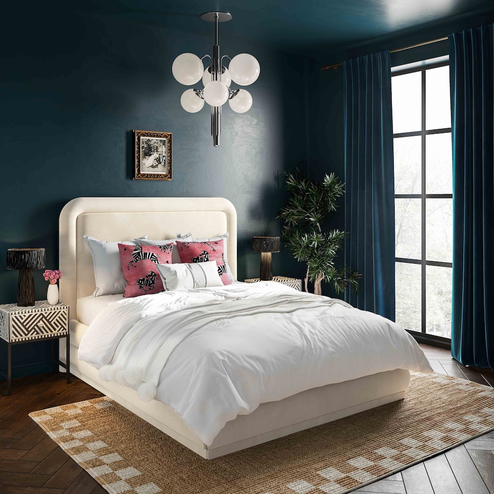 muna white queen bed   