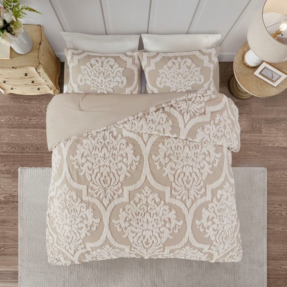 nadia light brown king california king bedding set   