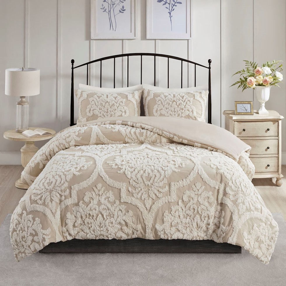 nadia light brown king california king bedding set   