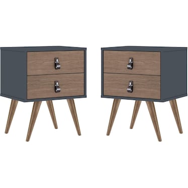 Nalda Set of 2 2 Drawer Nightstands - Blue/Nature