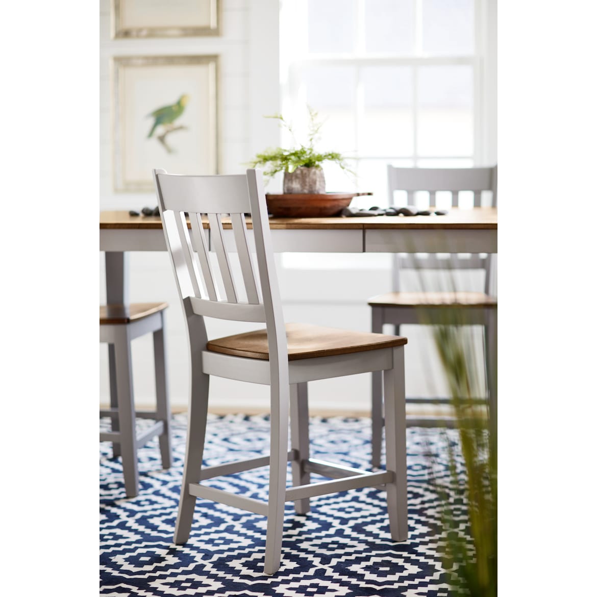 Nantucket CounterHeight Dining Table and 4 SlatBack Dining Chairs