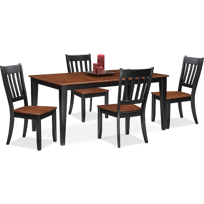 Dining Room Furniture - Nantucket Dining Table and 4 Slat-Back Dining Chairs