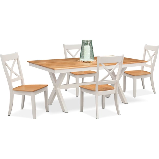 Dining Room Furniture - Nantucket Trestle Dining Table and 4 Dining Chairs