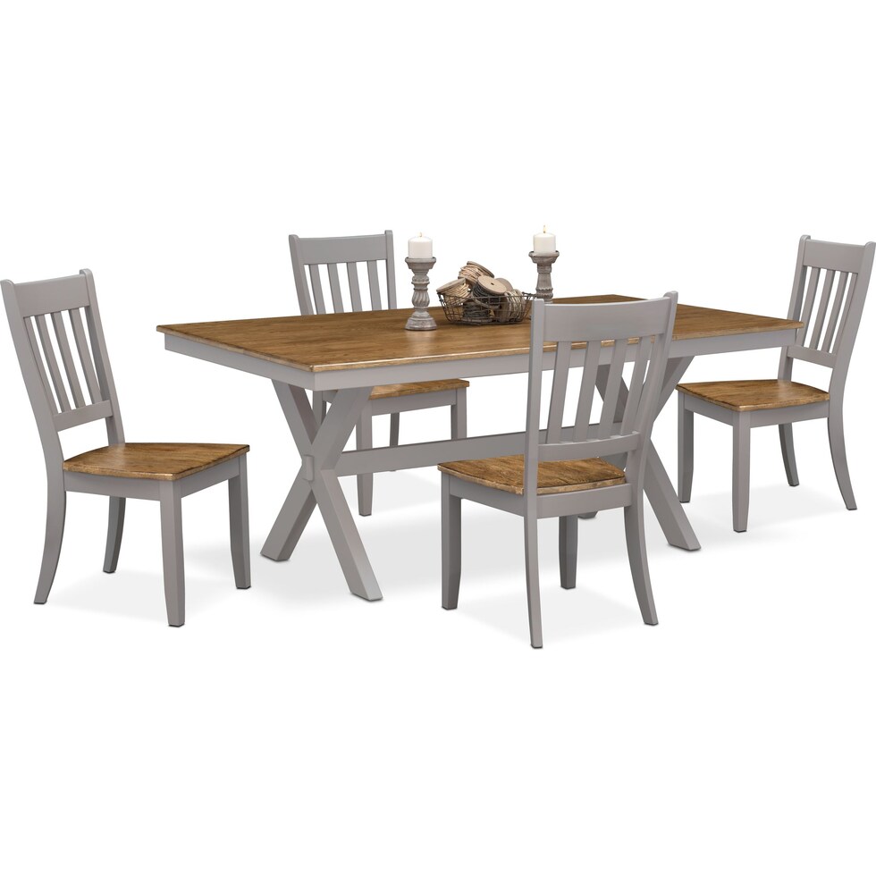 nantucket dining oak gray  pc dining room   