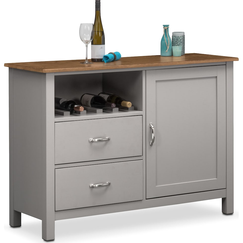 nantucket dining oak oak and gray server   