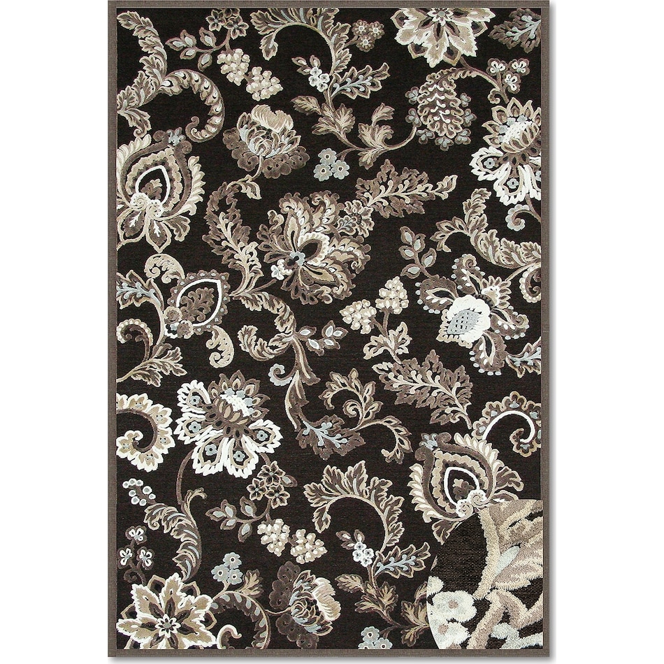 napa floral dark brown and ivory area rug  x    