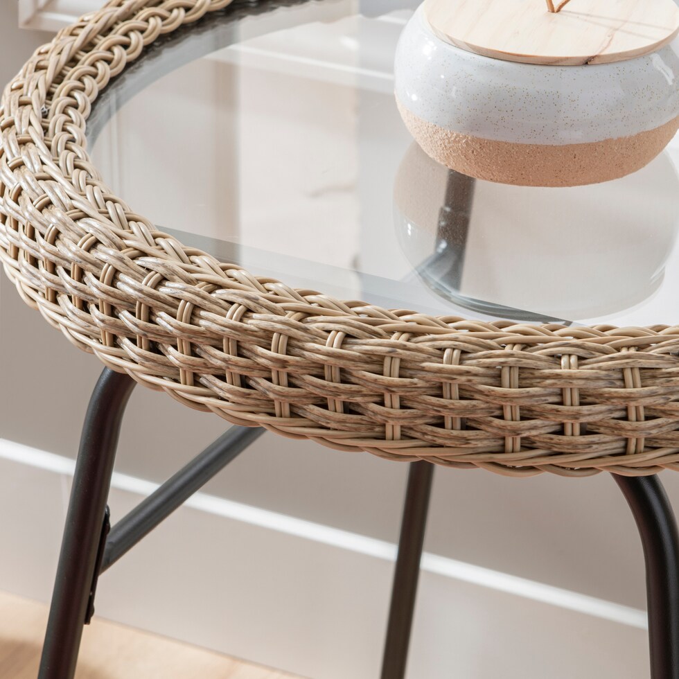 narragansett light brown black outdoor coffee table   