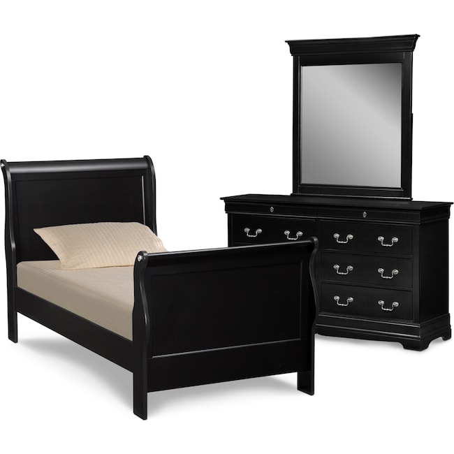 Bedroom Furniture - Neo Classic Youth 5-Piece Bedroom Set with Dresser and Mirror