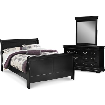 Neo Classic 6 Piece Bedroom Set With Nightstand Dresser And Mirror American Signature Furniture