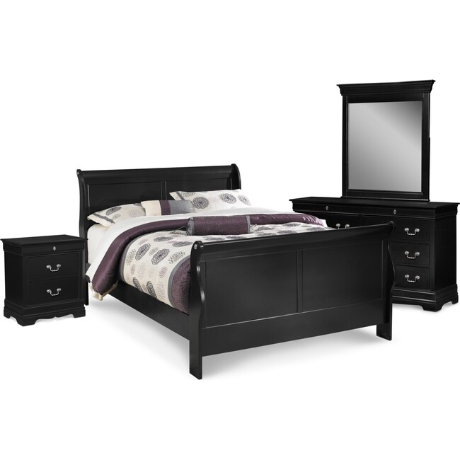 Bedroom Furniture - Neo Classic 6-Piece Bedroom Set with Nightstand, Dresser and Mirror