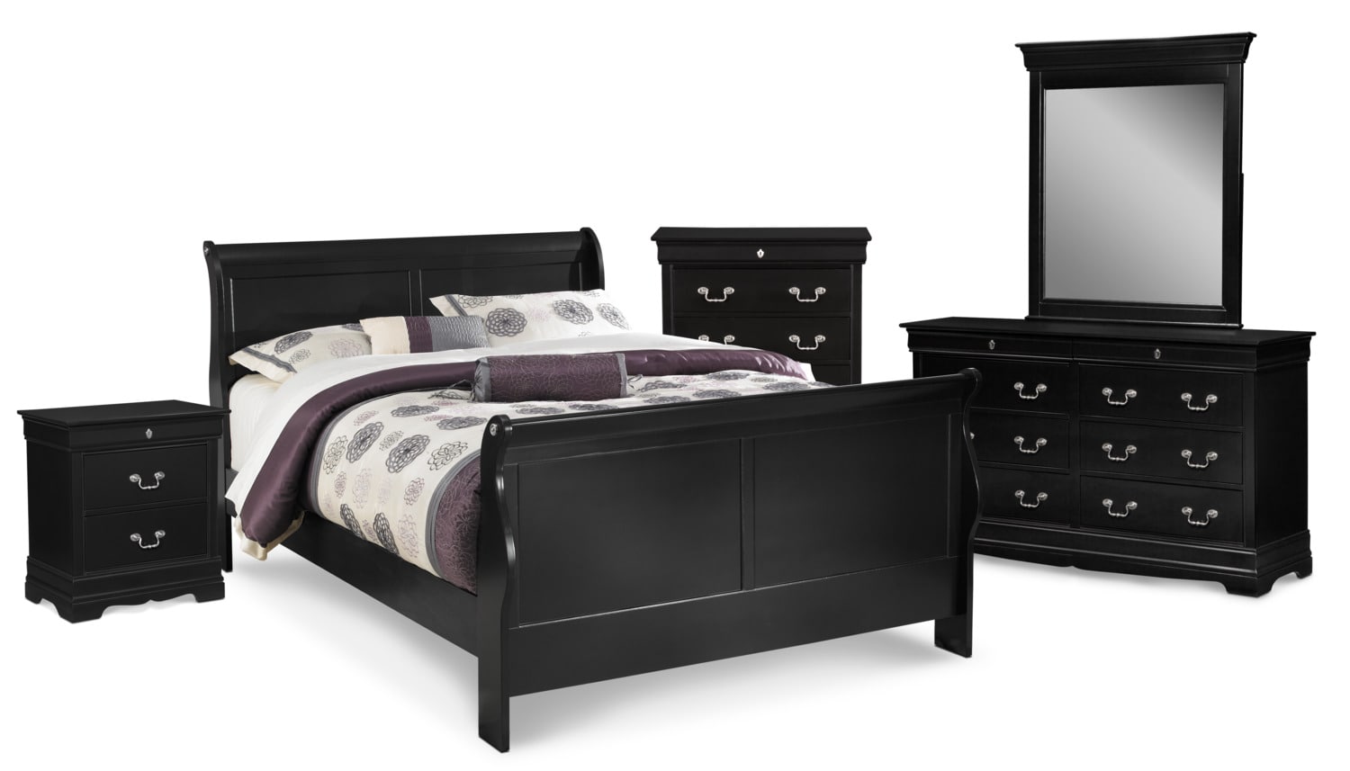 Neo Classic 7 Piece Bedroom Set With Chest Nightstand Dresser And Mirror American Signature Furniture