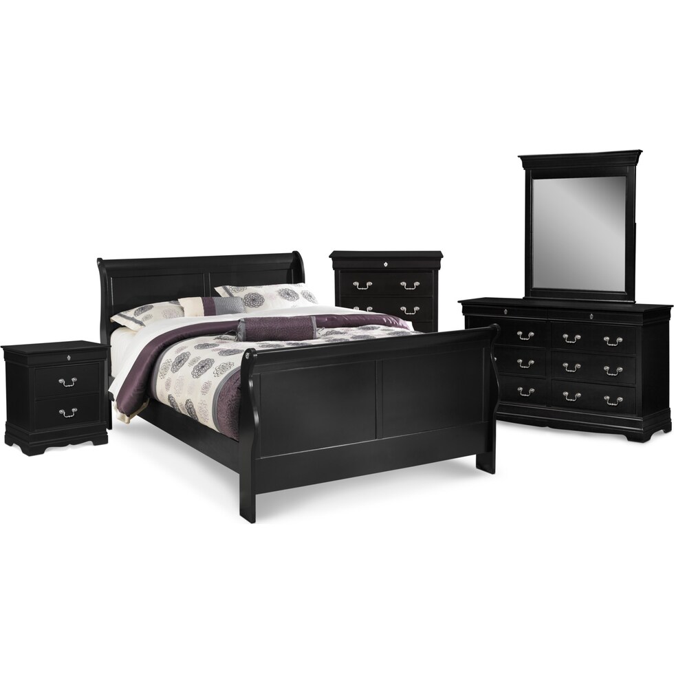 neo classic black black  pc king bedroom   