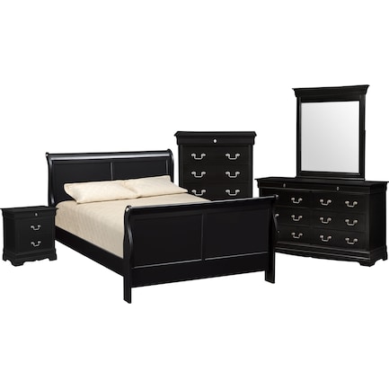 Neo Classic 7 Piece Bedroom Set With Chest Nightstand Dresser And Mirror American Signature Furniture Chest Nightstand Dresser And Mirror, Black Dresser With Mirror And Chest Set