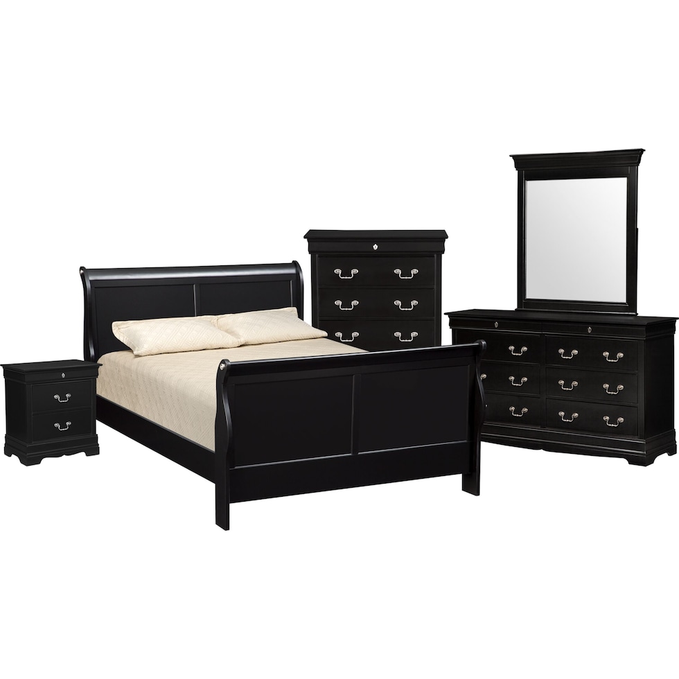 neo classic black black  pc queen bedroom   