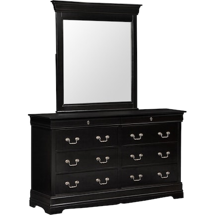 Neo Classic Dresser And Mirror, Black Mirror On Dresser