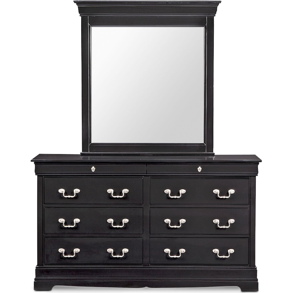 neo classic black black dresser & mirror   