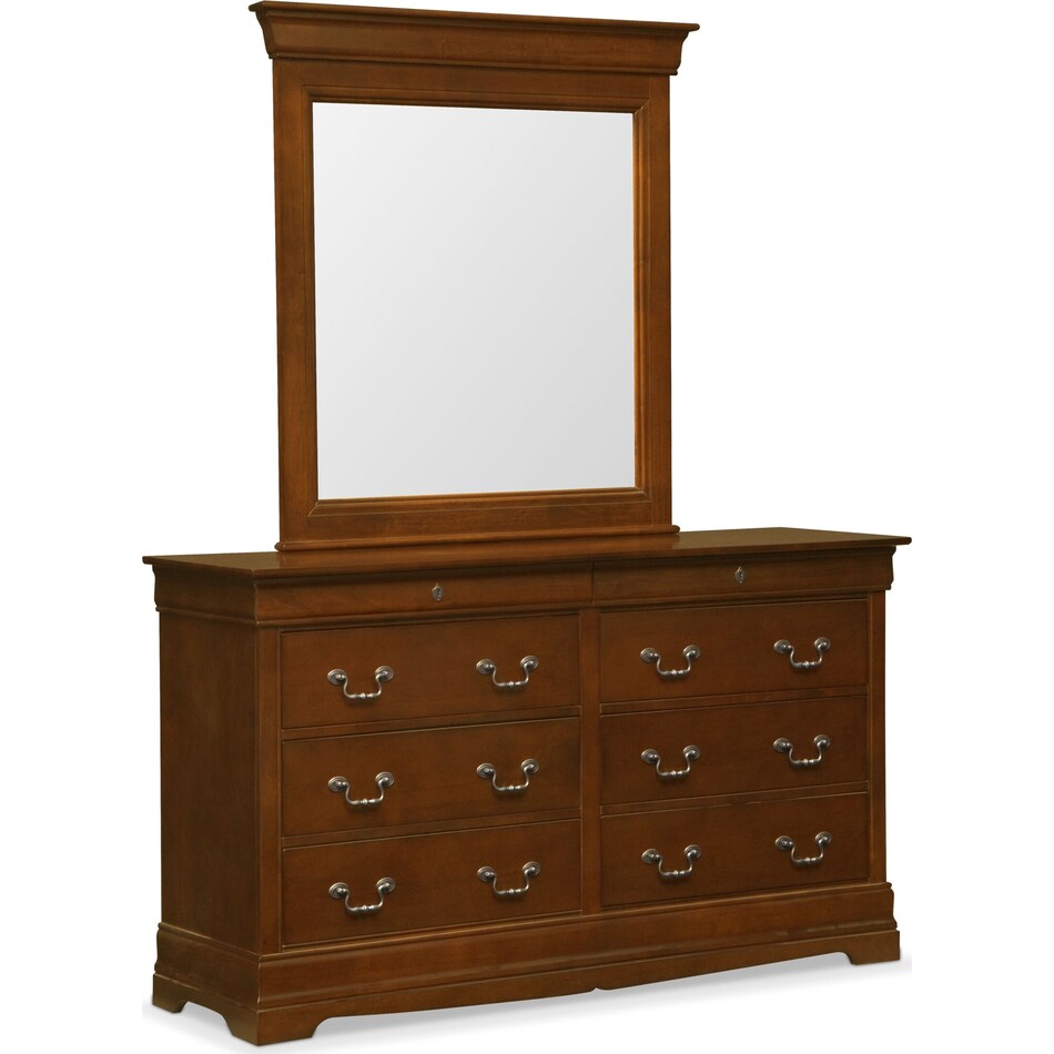 Neo Classic Dresser and Mirror American Signature Furniture
