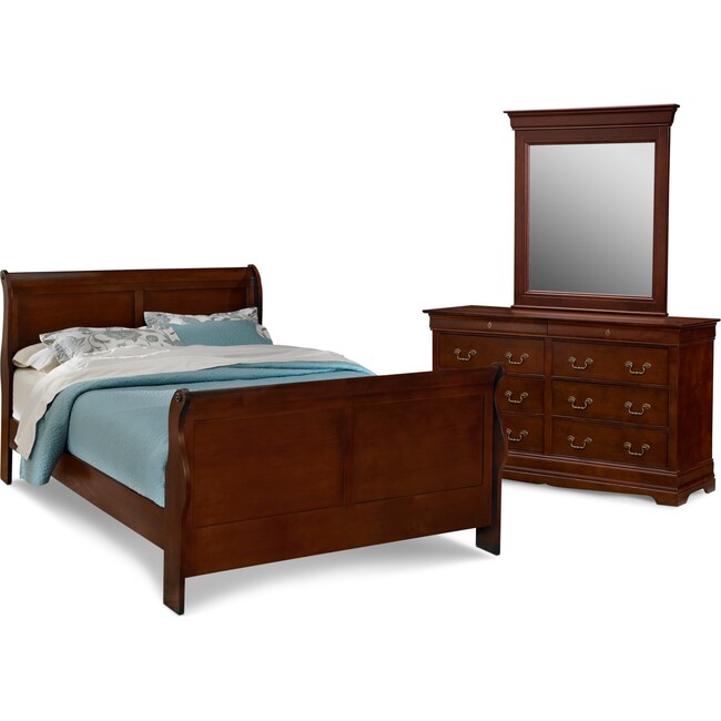 Bedroom Furniture - Neo Classic 5-Piece Bedroom Set with Dresser and Mirror